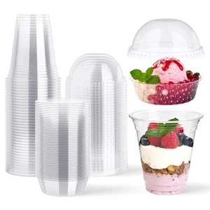 50 Sets 12 oz Clear Plastic Parfait Cups with Insert & Dome lids, Disposable ... - Picture 1 of 8