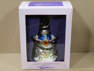 Snowman w Lights Mouth Blown Hand Painted Glass Ornament Christmas Peggy Abrams - Picture 1 of 7