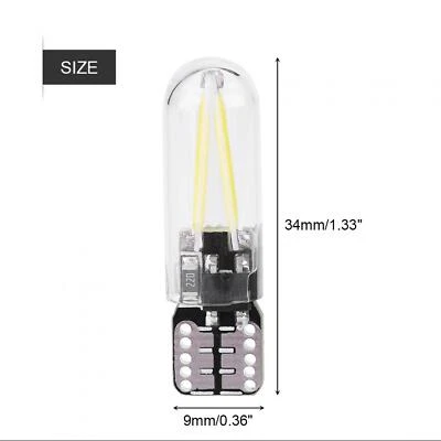 (White) T10 LED Lights 10pcs DC 12V W5W T10 194 Glass COB Filament LED - Image 1 of 4