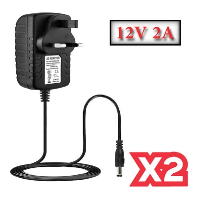 2 x 2 A AC/DC UK adattatore alimentatore caricabatterie di sicurezza per telecamera a circuito chiuso a striscia LED