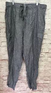 NEW YORK & Company Womens XXL Gray Linen Blend Jogger Cargo Pants Tie Waist NEW - Picture 1 of 4