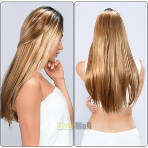 Pelucas Largas Y Rectas peluca de cabello natural largo para mujer 26"" - Imagen 1 de 14