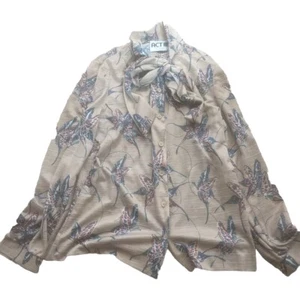 Vintage Act II Polyester Ladies Button Up Blouse Brown With Butterflies - Picture 1 of 2