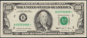 Fr.2172-B 1988 New York $100 Federal Reserve Star Note AU Light Stain - Picture 1 of 2