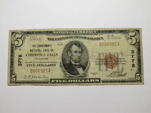 5 $ 1929 Chippewa Falls Wisconsin WI National Currency Banknote Schein Ch. #3778 - Bild 1 von 4