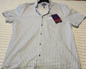English Laundry Men’s XXL Geometric Button Up Short Sleeve Shirt White NWT - Picture 1 of 6