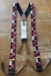 Rare Vintage Trafalgar Braces Suspenders Dice & Numbers Casino EUC Leather/Silk - Picture 1 of 5