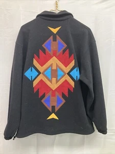 Moxie Henry & Elise Mignardot Size Medium Black Fleece Jacket Southwestern USA - Picture 1 of 16