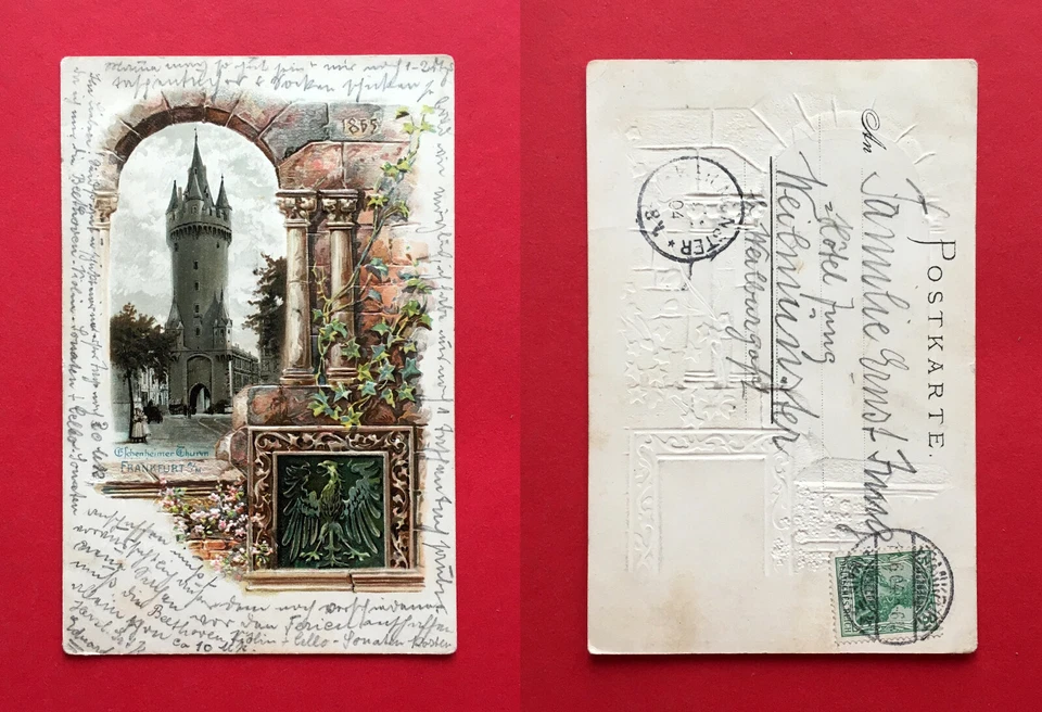 Litho Prägedruck AK FRANKFURT Main 1904 Eschenheimer Turm   ( 56772 - Bild 1 von 1