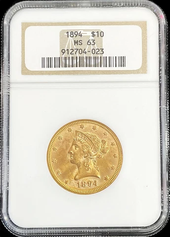 1894 GOLD UNITED STATES $10 LIBERTY HEAD EAGLE COIN NGC MINT STATE 63 Cover
