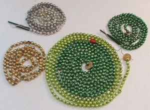 4 VTG Mercury Glass Bead Christmas Garland Chartruese Green Gold 207" x .24" - Picture 1 of 18