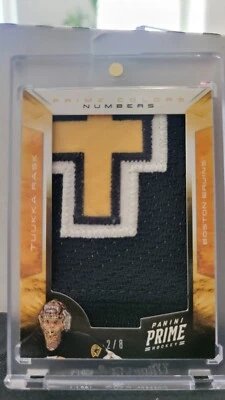 TUUKKA RASK 12/13 Panini Hockey Prime Colors Numbers Bruins Game Used Patch 2 /8 - Image 1 of 2