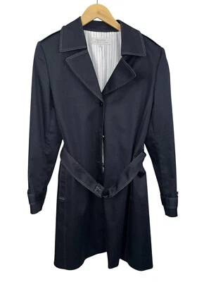 Gabardina Tahari para mujer negra con costuras en contraste hebilla talla 10 Foto 1 de 4