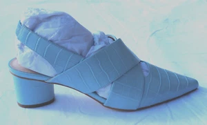 NEW SOL SANA GOLLA 2" WRAPPED BLOCK HEEL SLINGBACK SANDALS LIGHT BLUE EU 41 / US - Picture 1 of 7