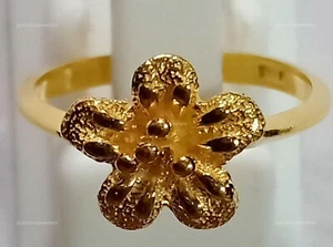 Vergoldet Cocktail Blume Ring, 925 Silber Handgemacht Gold Politur Schöne Ring - Bild 1 von 5