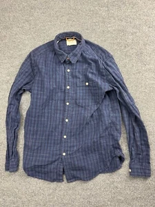 Koto Flannel Shirt Men's Medium Blue Plaid Long Sleeve Button Up - Picture 1 of 7
