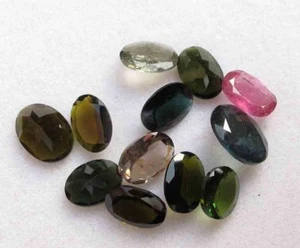 9.10 Ct Natural Tourmaline Green Oval Faceted Cut Loose Gemstones 12 Pieces - Picture 1 of 3