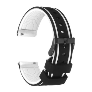 Silicone Watch Bands 20mm Soft Watch Bands with Frosted Buckle, Black White - Zdjęcie 1 z 6
