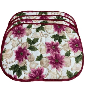 4 Colchonetas Acolchadas Reversibles Algodón Navidad 16.5 x 12.5" Retro Grannycore - Imagen 1 de 4