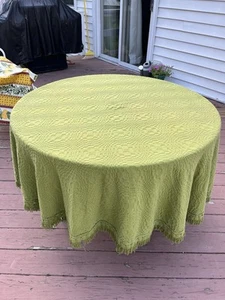 Tovaglia rotonda 75 pollici cotone verde vintage compresa frange 3" - Foto 1 di 6