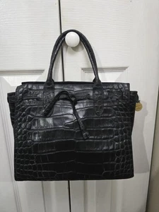Dooney & Bourke Alto Navy Blue Crocodile Embossed Leather Purse Handbag Satchel - Bild 1 von 17