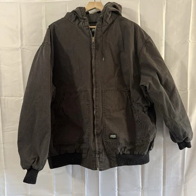 Chaqueta Key Para Hombres 3XL Con Capucha Ropa de Trabajo Cremallera Negra Lona Edredón Forrado Abrigo Golpeado Foto 1 de 4