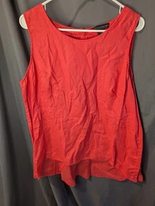 Grace Elements Woman's 2x Linen Sleeveless Shirt Orange  - Picture 1 of 3