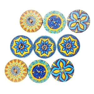 100Pcs Round Wooden Button Flatback Craft DIY Embellishments Cards - Picture 1 of 50