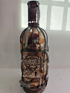 Wine Works Steam Punk Korken Halter Flasche Bar Display und Dekor 16" hoch - Bild 1 von 5