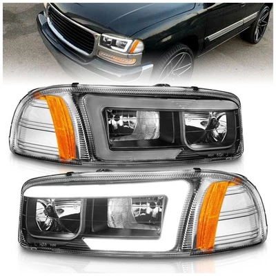 Anzo Left Right Headlight Assembly For 1999-2006 GMC Sierra 1500 Black Halogen - Image 1 of 4