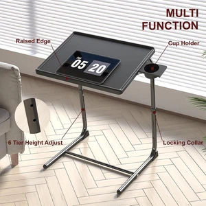 Adjustable TV Tray Table with Cup Holder – Folding Snack & Laptop Stand - Picture 1 of 9