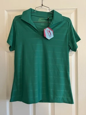 Polo de golf Slazenger MUJERES a rayas verdes menta S/S MEDIANO NUEVO CON ETIQUETAS deportes al aire libre Foto 1 de 4