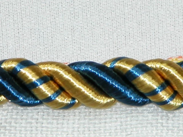 3/8" Twisted Lip Cord Trim Mingled Gold and Blue Per 5 Yards - Image 1 of 1
