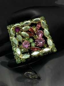 Juliana DeLizza And Elster Women’s Brooch Faceted Pink Green Crystals 1.8” - Picture 1 of 6