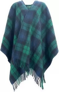 Tartan Cape Pure Wool Unisex One Size Available in Selection Of Colours - Picture 1 of 19