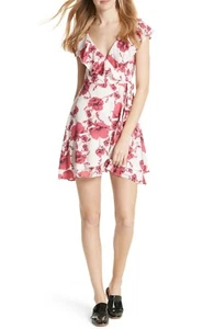 Free People French Quarter Wrap Dress Pink White Floral Print  Mini S / M / L - Picture 1 of 3