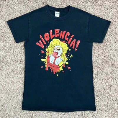 GILDAN HEAVY COTTON Womens Black Violencia Graphic T-Shirt S Short-Sleeve - Image 1 of 4