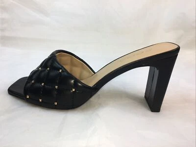 Sandalia mujer SODA-JELLO-NEGRO ACOLCHADA GOLDSTUD MULE 3.5" ALTO-DELGADO PLANO tacón bloque Foto 1 de 4