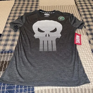 Marvel Punisher Ombre Skull Halftone Gray Polyester Graphic T-Shirt Mens Med NWT - Picture 1 of 4