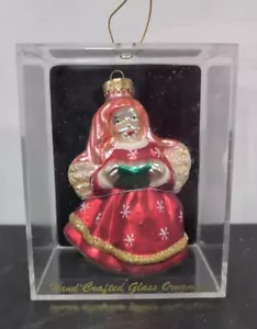 Christmas Pink Hair Angel Glass Ornament - Picture 1 of 5