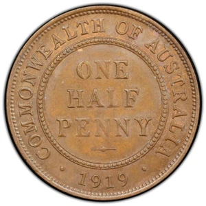 Australia 1919 Halfpenny 1/2d George V - PCGS MS62BN (46770909) - Picture 1 of 3