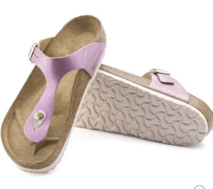 Sandalias Birkenstock Gizeh nuevas con etiquetas en lavado rosa metálico ancho regular EE. UU. Talla 6 - Imagen 1 de 6