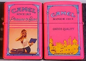 Zippo Camel Pinup Girl Sexy Librarian NEON Pink CZ 1013 LIMITED EDITION 50 MADE! - Picture 1 of 12