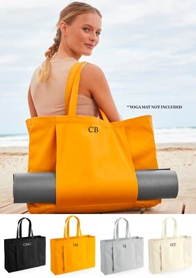 Personalised Initial Small Monogram Organic Yoga Tote Bag, Custom Yoga Bag, Yoga - Image 1 of 4