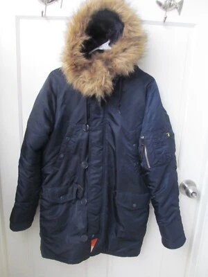 Capuz Parka clima frio extremo N 3B Alpha industries tamanho P azul escuro - Imagem 1 de 4