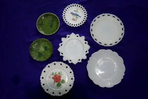 LOT 7 EAPG VICTORIAN MILK GLASS PLATES 1 Westmoreland Handpainted + - Picture 1 of 12