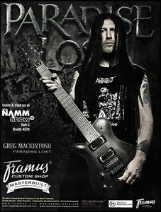 Pubblicità chitarra Paradise Lost (gruppo band) Greg Mackintosh Framus 2015 stampa pubblicitaria - Foto 1 di 3