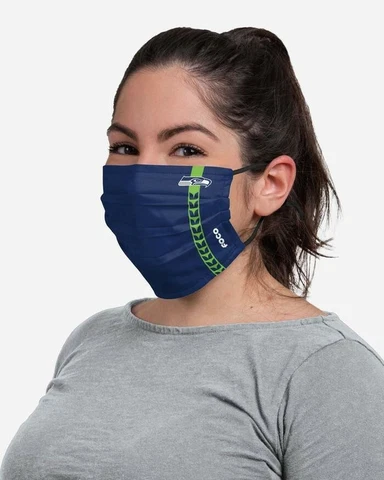 Seattle Seahawks NFL Football Face Mask cover, Foco Left BLUE Fast Shipping Cover