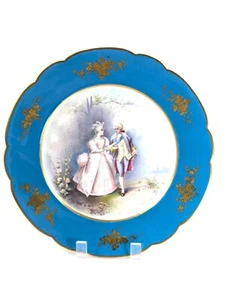 Antique Hand Painted Cabinet Porcelain Plate, Sevres style, middle 19th century. - Picture 1 of 9