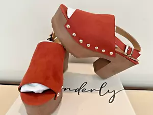 Wonderly Terracotta Oakley Wildleder Blockabsatz Sandale Clog Größe 7,5 Einzelhandel $ 72 - Bild 1 von 8